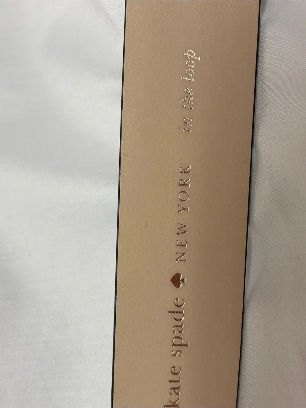 kate spade Black Patent Leather Belt with Gold Buckle and Charm